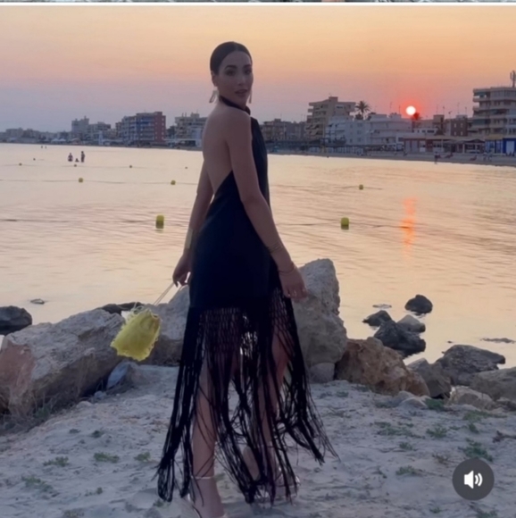 Zara halter * linen dress with fringe black size XS - Picture 13 of 16